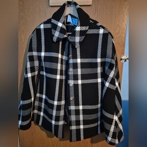 Draper James Windowpane Plaid Cape Black White XS/S